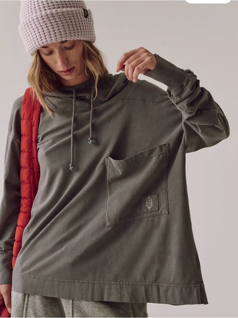 Free People Movement Hot Shot Hooded Layer in Gunmetal Size XL